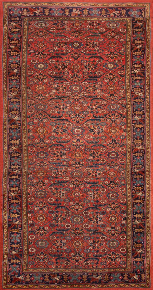 Intricate red persian rug design.