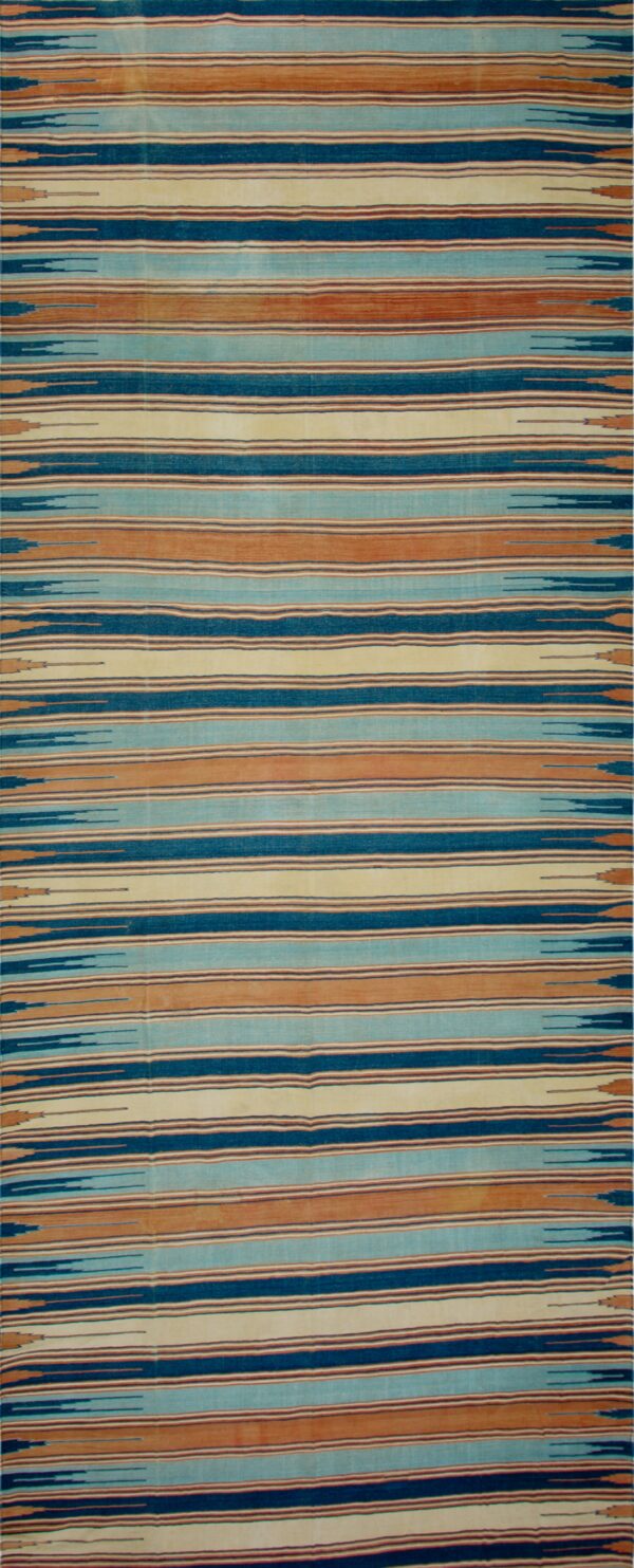 Geometric stripes antique indian long oversized cotton dhurrie flat weave carpet