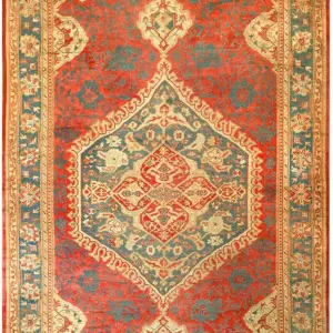 Antique Rustic Oversized Tribal Turkish Medallion Oushak Rug by Rugs On Net
