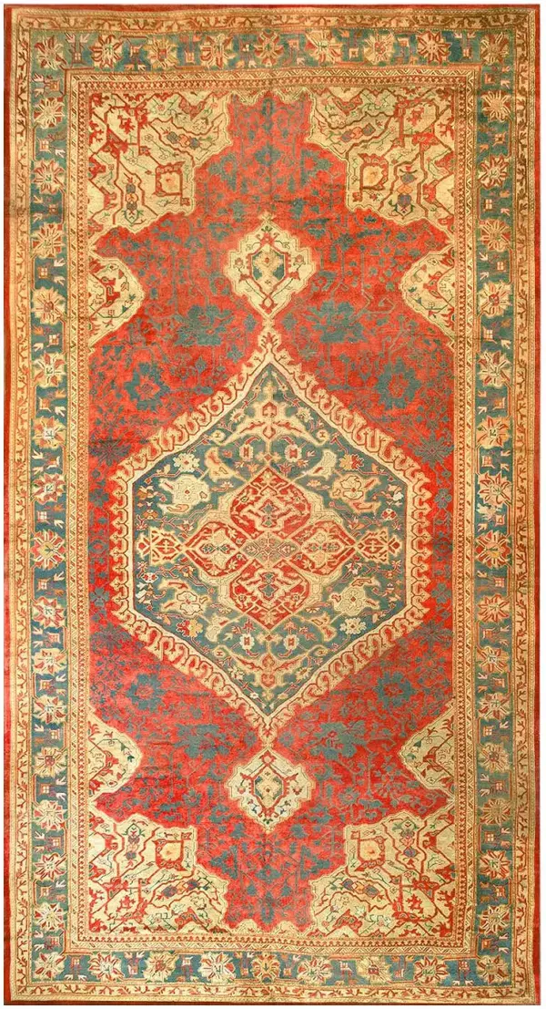 Antique rustic oversized tribal turkish medallion oushak rug by rugs on net