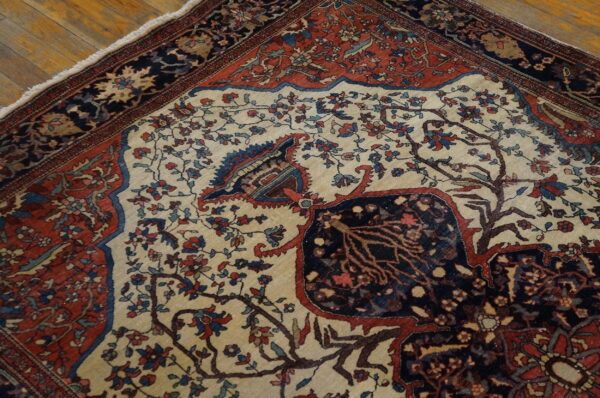 Intricate floral patterns on vintage rug