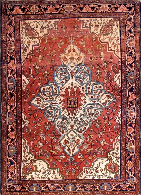 Intricate floral design on coral background.