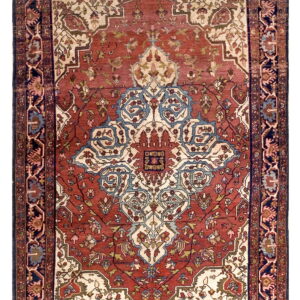 Colorful floral pattern on red background