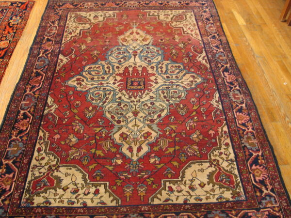 Intricate floral design on red background