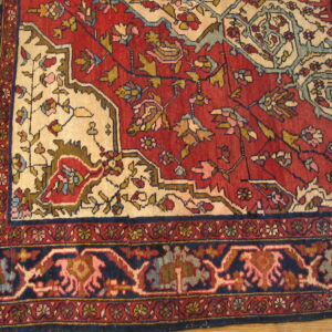 Colorful floral pattern on red background