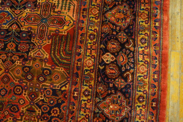 Antique sarouk large room size wool multicolor rug - image 4