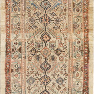 Intricate patterned vintage hallway runner rug