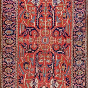 Vibrant floral pattern on coral background