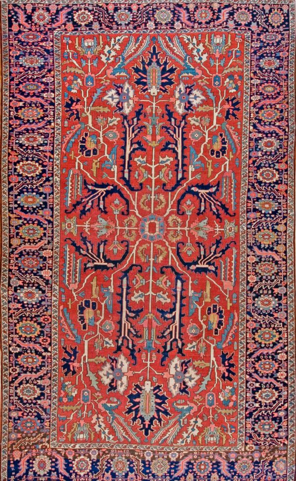 Vibrant floral pattern on coral background