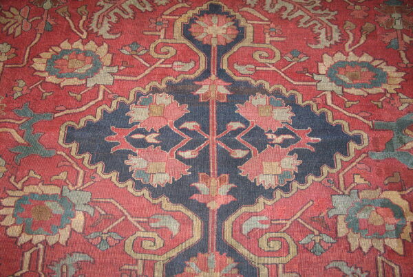 Colorful floral pattern on red background