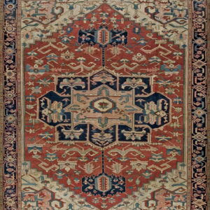 Colorful Persian rug with intricate patterns