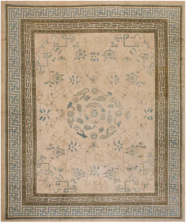 Antique square room size ivory late 19th century chinese ningxia rug by rugs on net