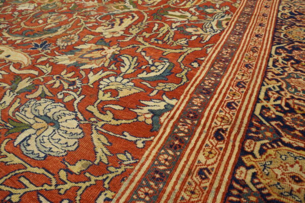 Classic rustic red and light blue antique allover design oversized persian sultanabad rug - image 2