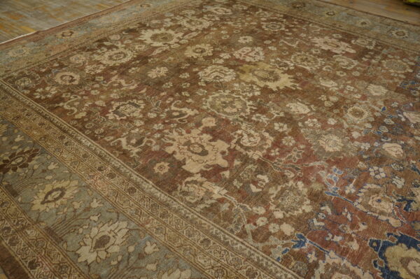 Decorative neutral brown earthy color tribal antique oversized persian sultanabad carpet - image 6