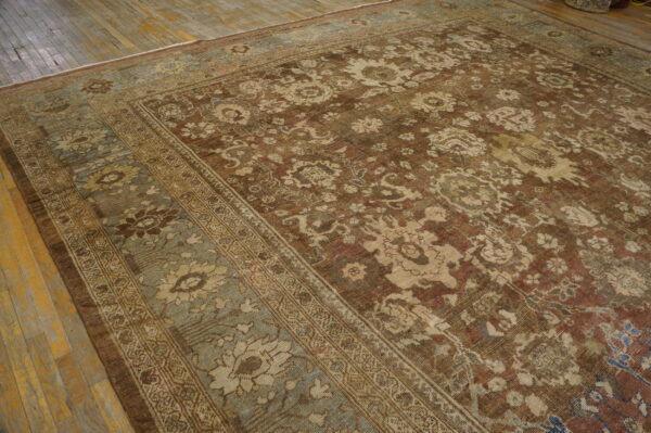 Decorative neutral brown earthy color tribal antique oversized persian sultanabad carpet - image 5