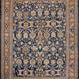 Intricate floral patterns on blue background