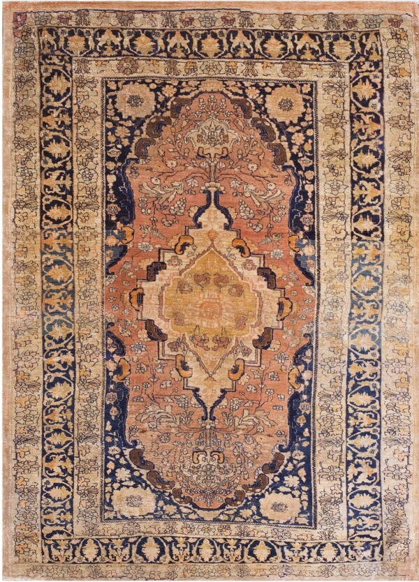 Intricate floral design on vintage rug