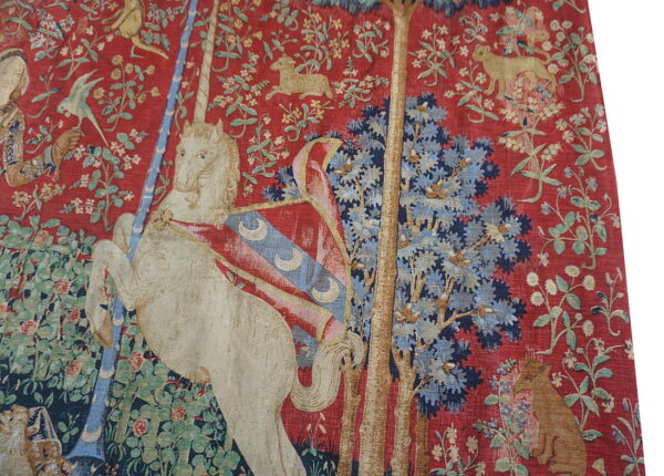 Colorful medieval tapestry with unicorn