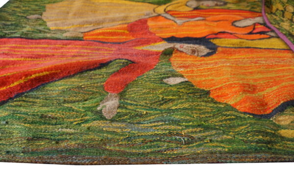 Colorful tapestry depicting dancing figures