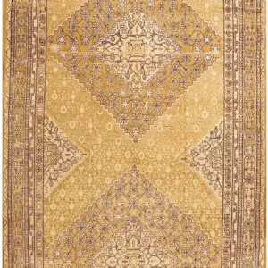 Antique Tribal Geometric Large Long and Narrow Size East Turkestan Earthy Khotan Rug by Rugs On Net