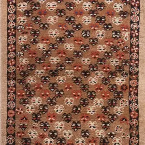 Antique Tribal Geometric Small Scatter Size Earthy Color Persian Bakshaish Rug by Rugs On Net