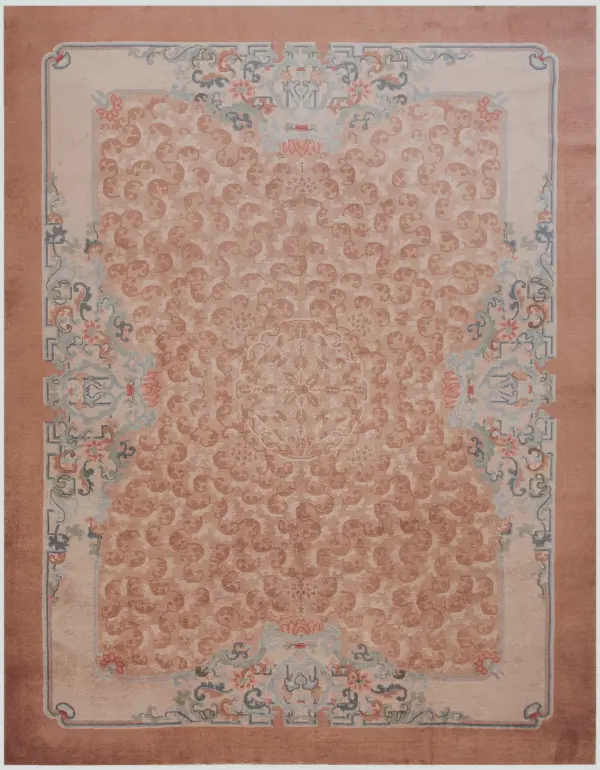 Antique warm cream color floral cloud band design chinese peking rug by rugs on net