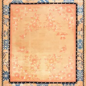 Antique Warm Solid Yellow Color Open Field Chinese Peking Room Size Rug by Rugs On Net