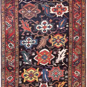Blue Antique Tribal Large Scale Design Persian Bakhtiari Long and Narrow Size Rug by Rugs On Net