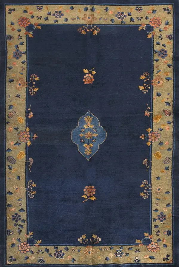 Blue small scatter size floral antique chinese peking wool pile rug by rugs on net