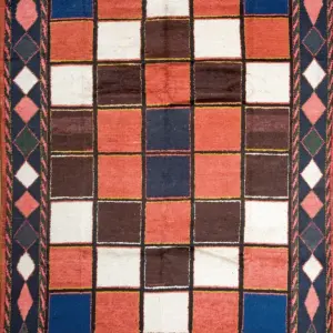 Bold Colorful Checkerboard Design Antique Tribal Persian Gabbeh Rug by Rugs On Net
