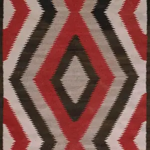 Bold Graphic Geometric Tribal Pattern Antique Native American Navajo Flat Weave Rug by Rugs On Net