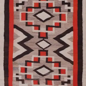 Bold Tribal Antique Native American Geometric Flatwoven Navajo Rug by Rugs On Net