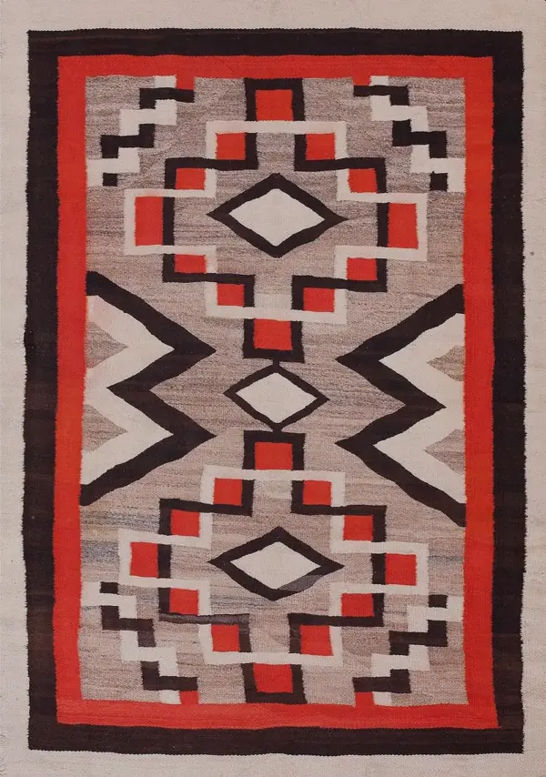 Bold tribal antique native american geometric flatwoven navajo rug by rugs on net