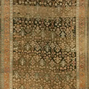 Brown Earthy Antique Caucasian Karabagh Tribal Geometric Animal Rug Dated 1893 by Rugs On Net