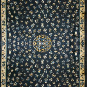 Antique blue floral patterned rug