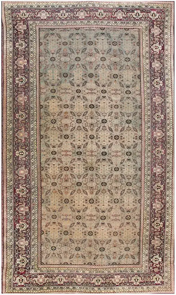 Faded light blue antique large size indian agra carpet by rugs on net