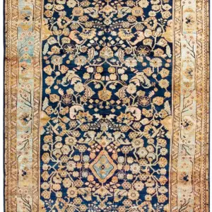 Floral Antique Oversized Long And Narrow Blue Persian Malayer Gallery Rug by Rugs On Net