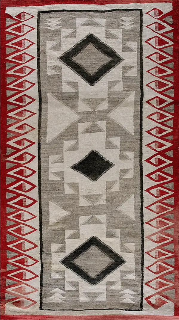 Gray tribal geometric antique navajo flatweave native american scatter rug by rugs on net