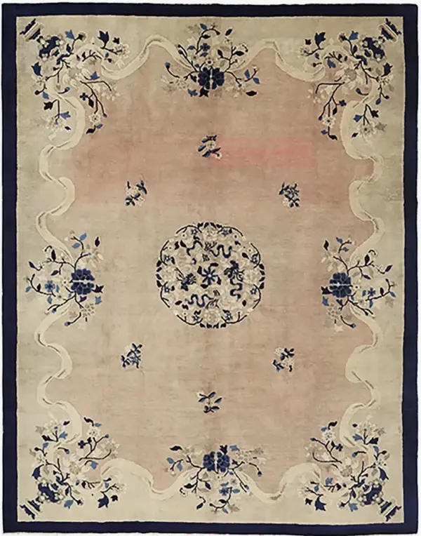 Ivory antique wool pile room size chinese peking chinese area rug by rugs on net