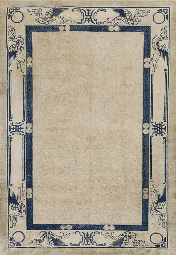 Ivory minimalist solid open field antique chinese dragon peking rug by rugs on net