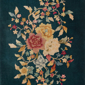 Knotted Chinese Green Rectangle Antique Small Scatter Size 1920s - Art Deco Wool Rug