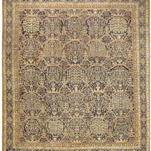 Large Antique Blue Allover Cypress and Weep Willow Trees Floral Design Indian Lahore Rug by Rugs On Net