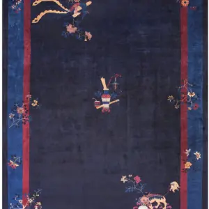Large Size Bird Of Paradise Foo Dog Design Antique Blue Chinese Peking Rug by Rugs On Net