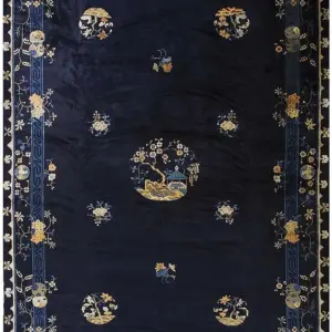 Large Size Blue Color Antique Chinese Bat and Reindeer Design Peking Rug by Rugs On Net