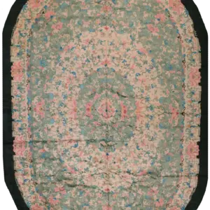 Large Size Oval Shape Antique Green Color Floral Chinese Peking Carpet by Rugs On Net