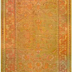 Large Tribal Antique Warm Green Turkish Oushak Large Room Size Rug by Rugs On Net