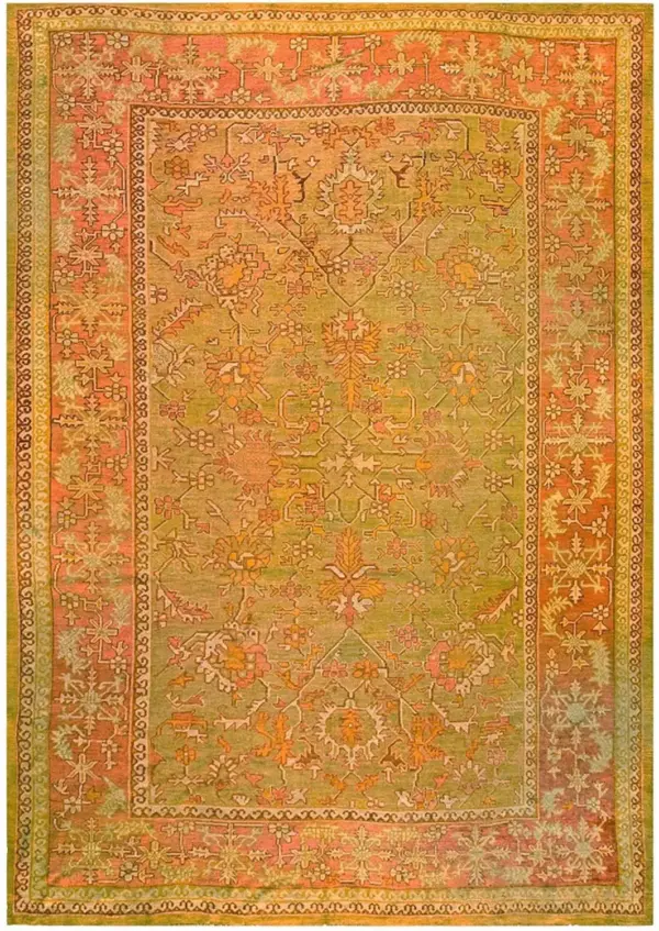 Large tribal antique warm green turkish oushak large room size rug by rugs on net