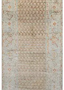 Light Cream Color Antique Tribal Persian Malayer Wool Hallway Runner Rug by Rugs On Net