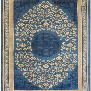 Magnificent Cloud Band Design Antique Blue Medallion Peking Chinese Rug by Rugs On Net