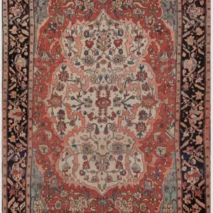 Magnificent Fine Weave Antique Ivory Persian Sarouk Farahan Rug by Rugs On Net